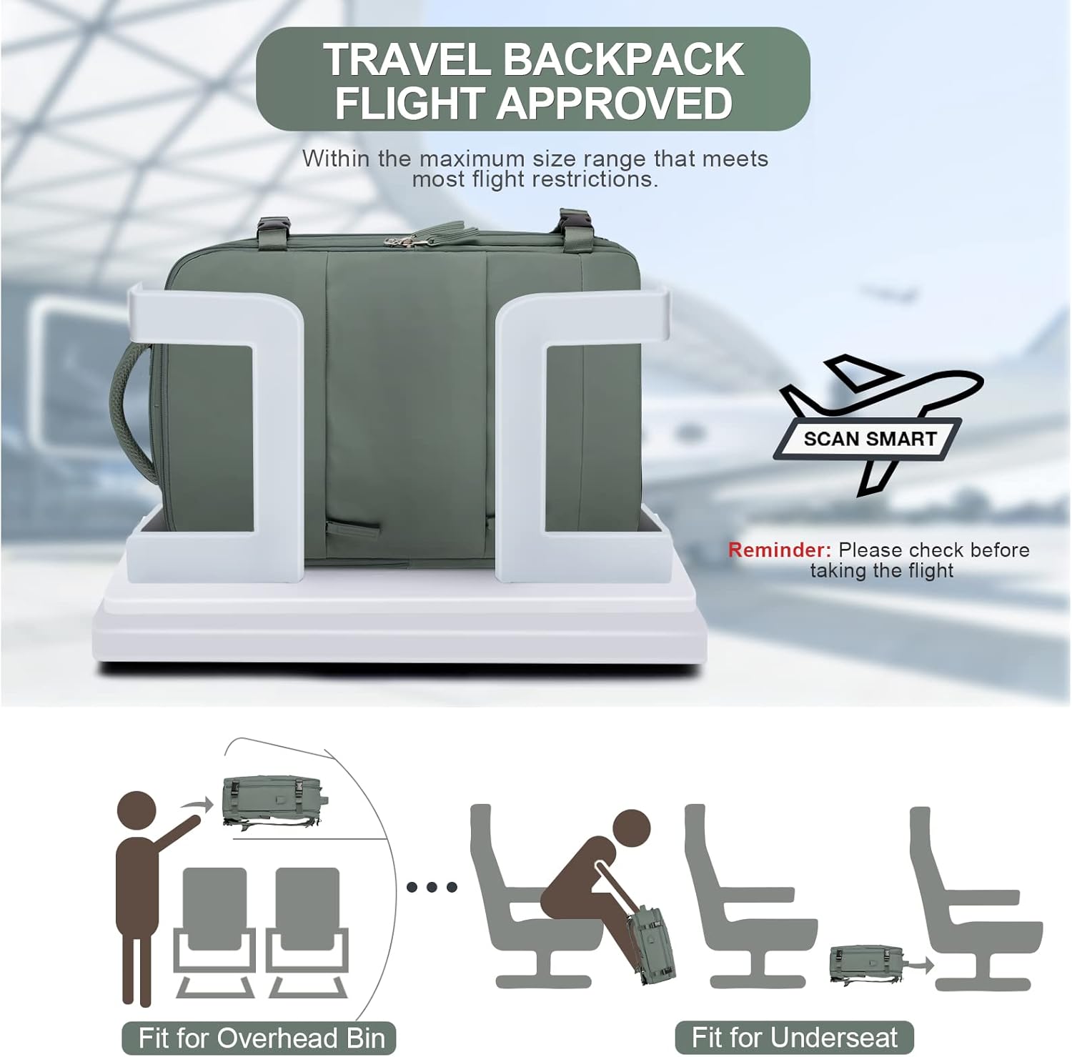 Travel Backpack For Women Men Airline Approved Carry On Backpack Flight Approved Waterproof Sports