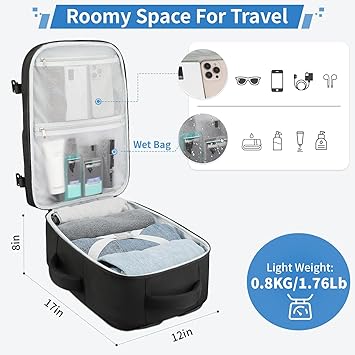 Travel Backpack for Women Men, Carry on Backpack, TSA 15.6 inch Laptop Backpack Flight Approved