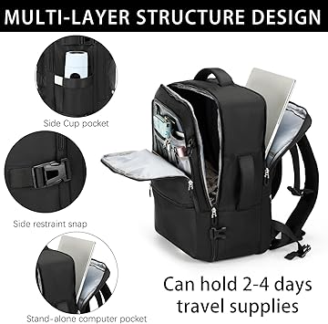 Travel Laptop Backpack, Extra Large High School College Backpacks, Flight Approved Daypack Business Bag Fit 17.3 inch Laptop for Men Women (Black)