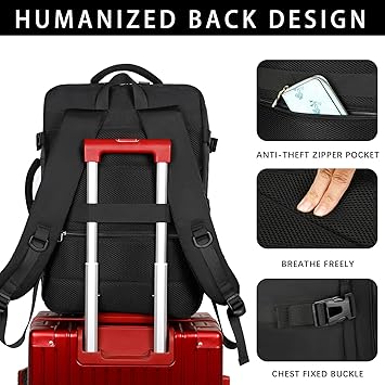 Travel Laptop Backpack, Extra Large High School College Backpacks, Flight Approved Daypack Business Bag Fit 17.3 inch Laptop for Men Women (Black)